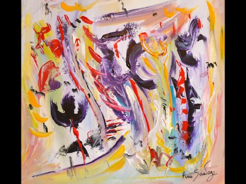tableau abstrait contemporain multicolore