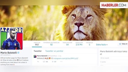 Mario Balotelli, Twitter Hesabına Aslan Resmi Koydu