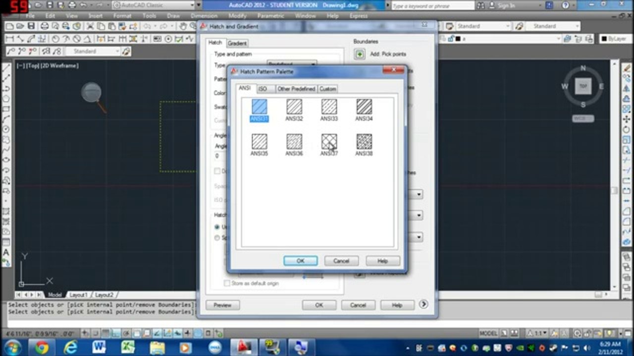 Autocad 2012 Tutorial # 2 - Offset_Mirror_Hatch_Move_Scale_Trim_Extend_Explode_Erase_Etc...