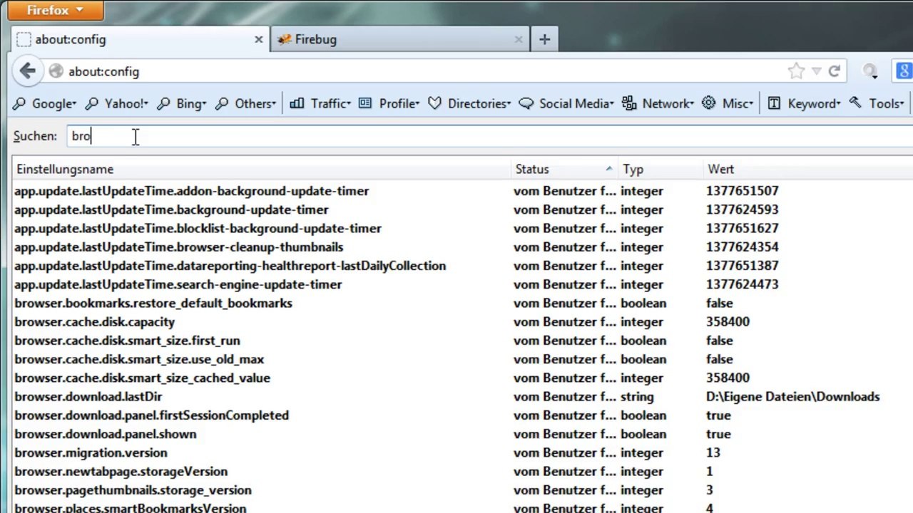 Firefox- Alten Downloadmanager aktivieren