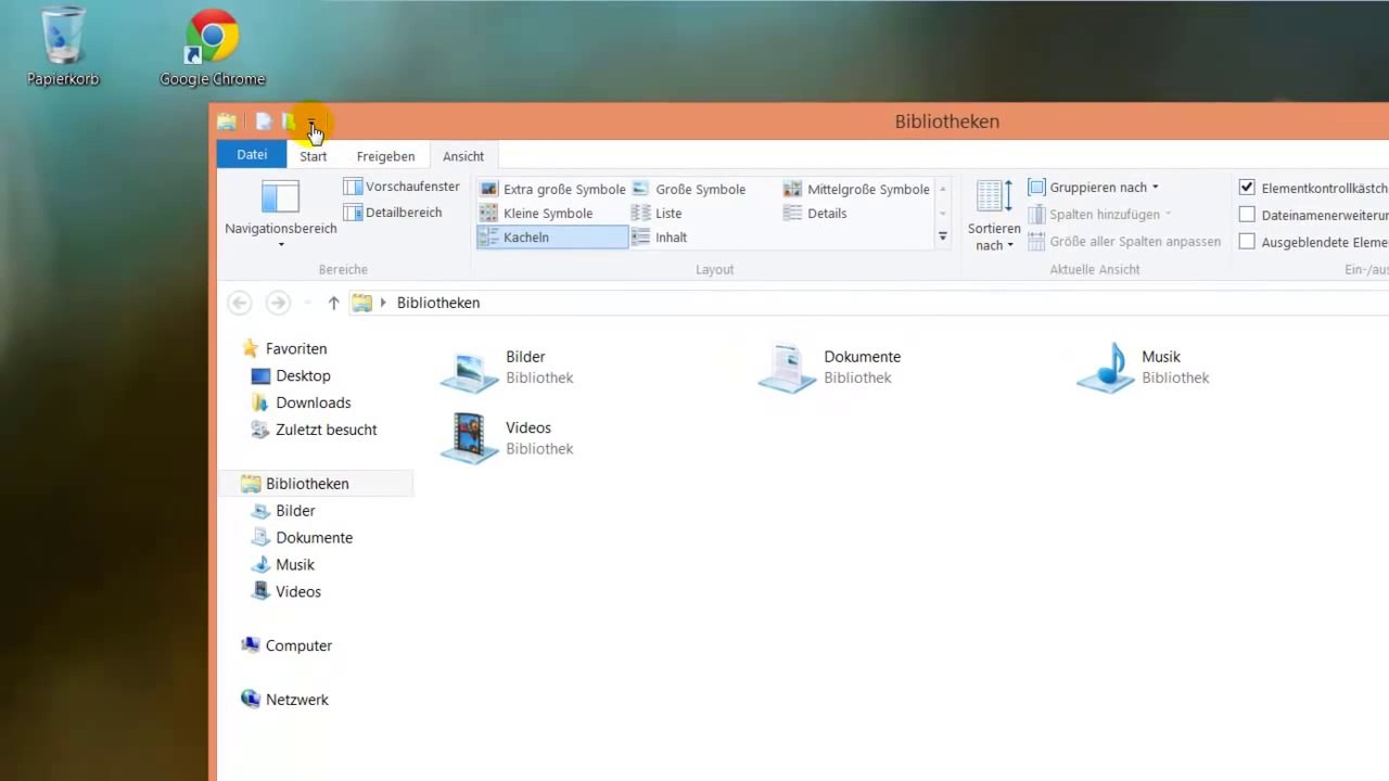 Windows 8 Explorer Ribbon Leiste minimieren
