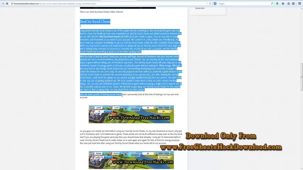 SimCity Social Cheats Unlimited Energy Materials Diamonds Hack (2014 Updated)