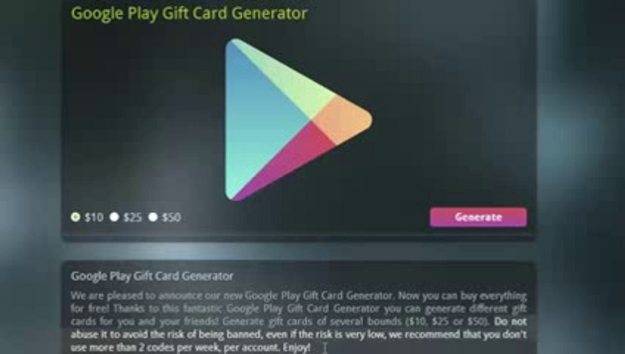 Google Play Code Cadeau Générateur 2014