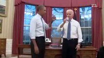 Watch Obama and Biden jog at the White House in work shoes, ties!