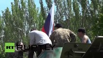Seized APC on show outside Donetsk People's Republic
