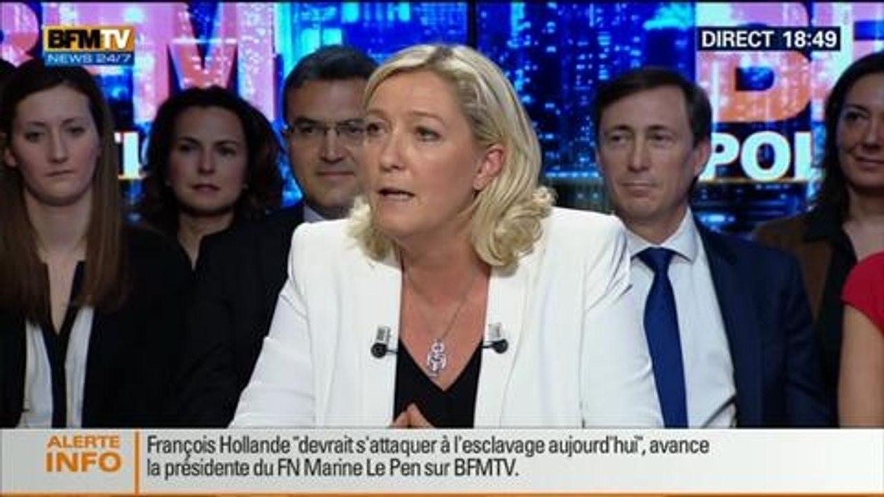 BFM Politique: L'interview de Marine Le Pen par Anna Cabana du Point - 11/05 3/6