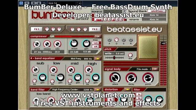 Free vst instruments - BumBer Deluxe BassDrum synth - vstplanet.com
