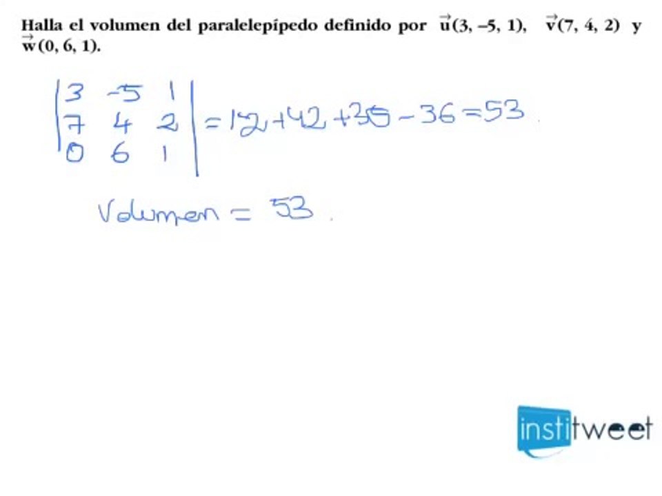 Determina el volumen de un paralelepípedo