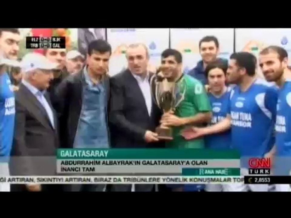 Boğaziçi Yönetim A.Ş Siteler Futbol Turnuvasında Şampiyonun Ödülünü Takdim Eden Abdurrahim Albayrak :Galatasaray Şampiyonlar Ligine Gidecek CNN TÜRK