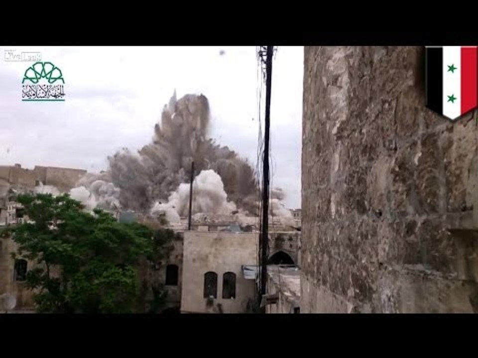 Syrian war: Huge bomb explosion destroys Aleppo hotel used by Assad's forces