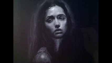 White charcoal portrait - Melancholy mood art video