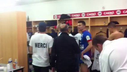 La joie du vestiaire caennais après le nul contre Nîmes.