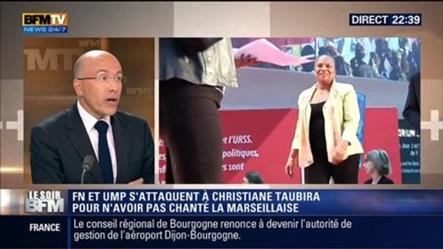 Le Soir BFM: Christiane Taubira et La Marseillaise: Le FN et l'UMP exigent la démission de la Garde des Sceaux - 12/05 1/4
