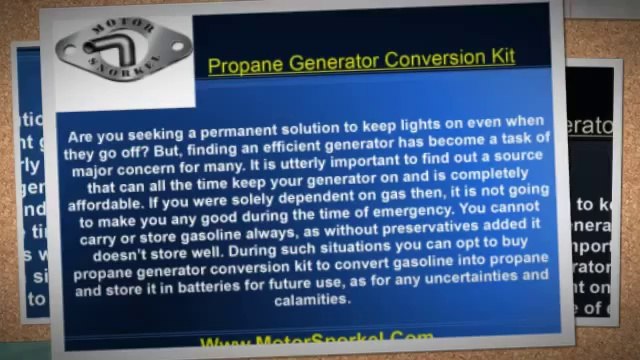 Propane Generator Conversion Kit : Motorsnorkel.com