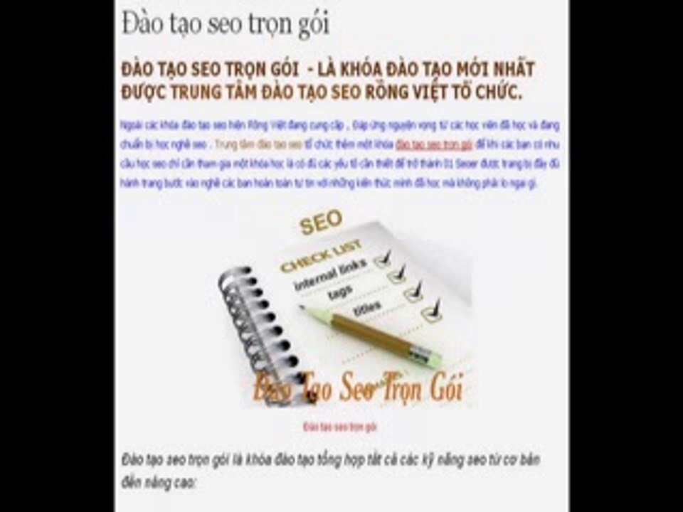 Đào tạo seo trọn gói - Daotaohocseo.com