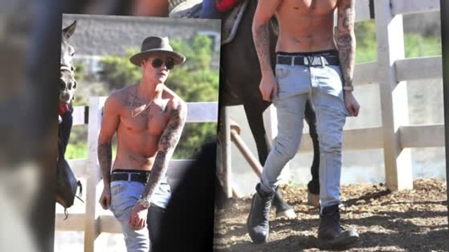 Justin Bieber Whips off his Shirt for a Horse Ride