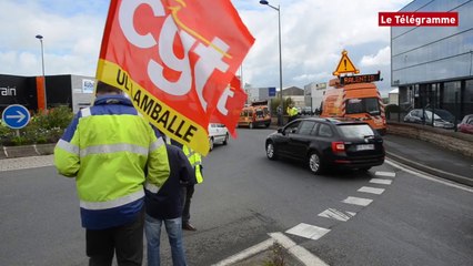 Saint-Brieuc. Les techniciens de la route manifestent (Le Télégramme)