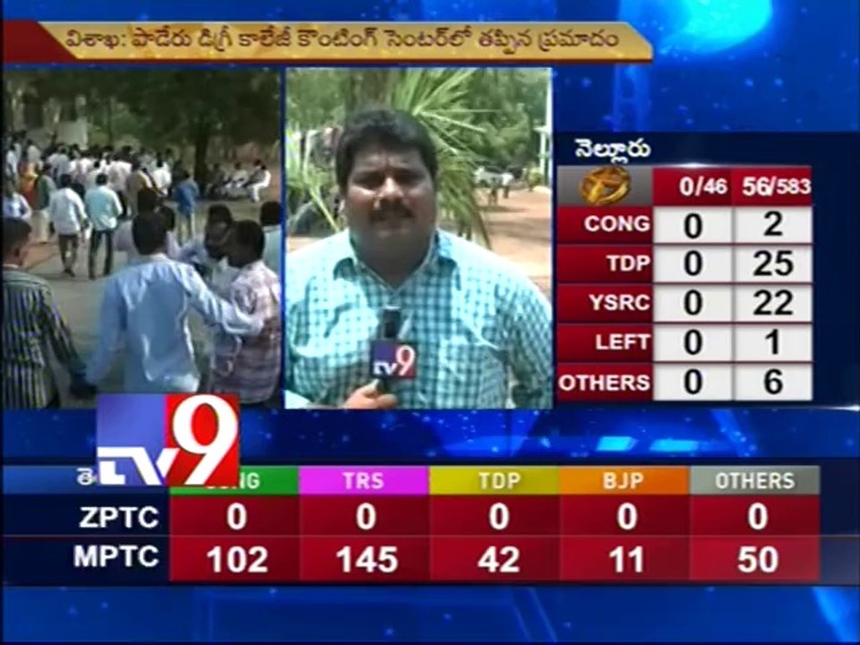 MPTC ZPTC counting in Visakha centre happens in...