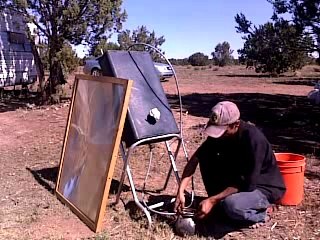 home made solar water heater powered by a fresnel lense