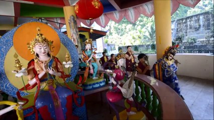 Malaysian devotees in 'Sunning Buddha ritual'