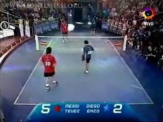 Messi & Tevez VS Maradona & Enzo Football Tennis