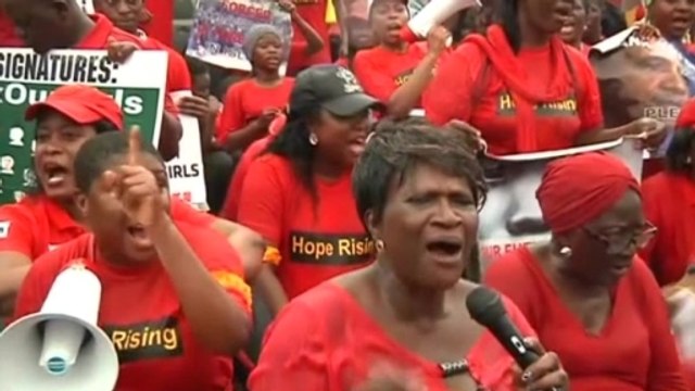 Protesters in Lagos defy weather to march for abducted girls