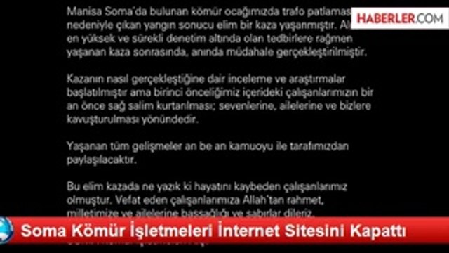 Soma Kömür İşletmeleri İnternet Sitesini Kapattı