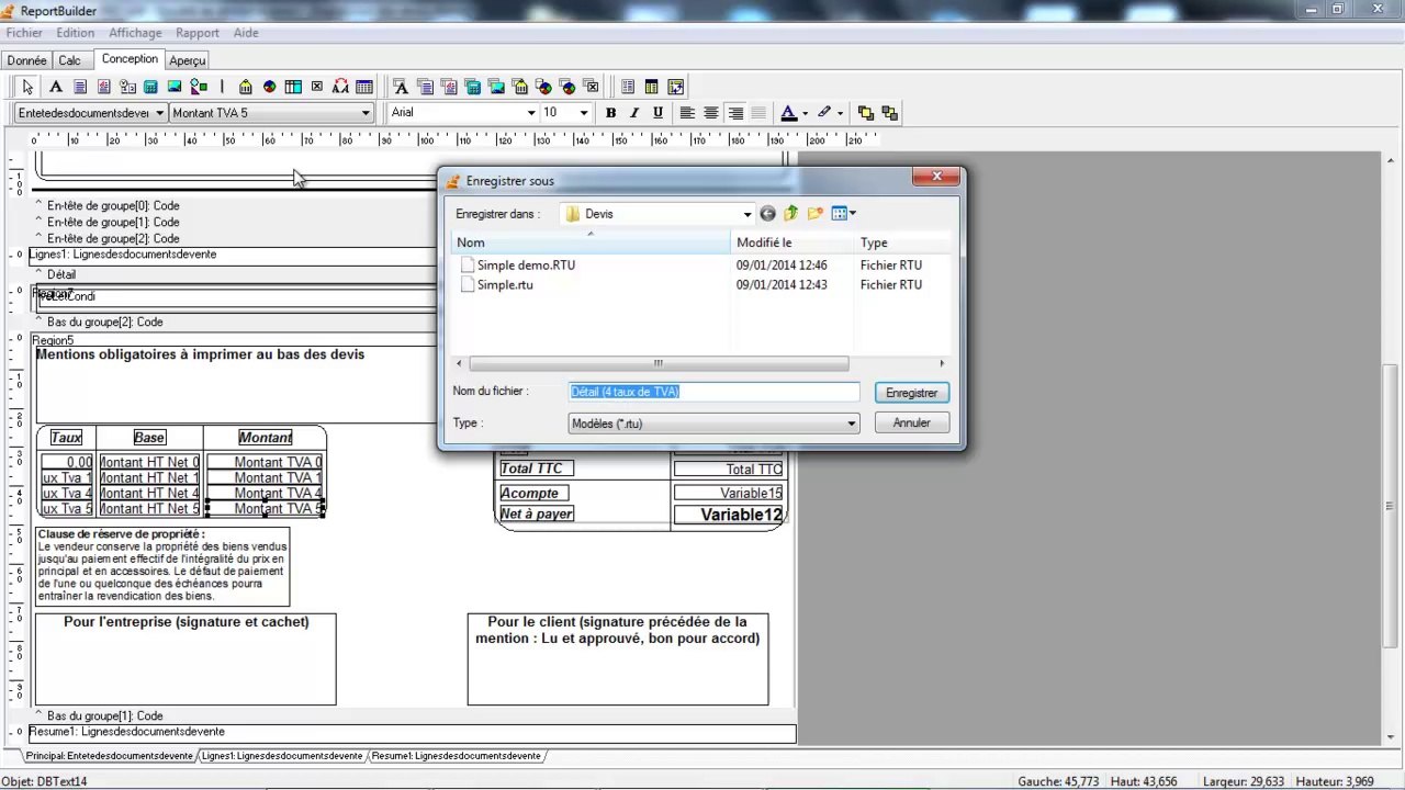 EBP Bâtiment PRO V14 : Paramétrage devis et facture pour afficher les taux de 20% et 10%