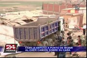 Chorrillos: familia se salvó de morir aplastada por camión que destruyó su vivienda