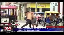 Iquitos: presuntos ladrones de motos convierten calle en ring de box