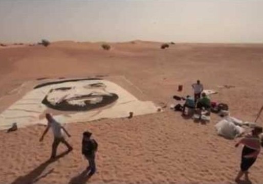 Sand Portrait of Sheikh Zayed in Dubai