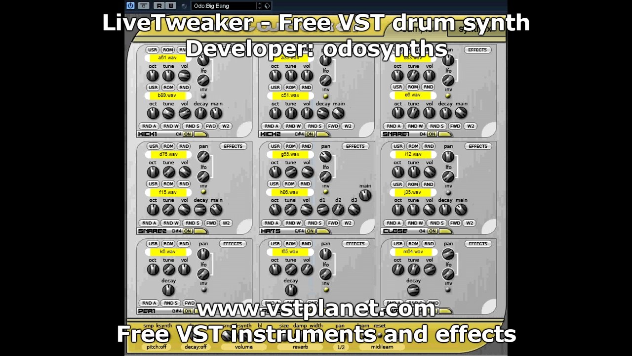 Virtual drums (VSTi) - LiveTweaker drum synth - vstplanet.com