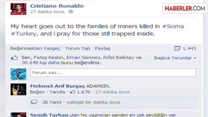 Cristiano Ronaldo, Soma İçin Taziye Mesajı Yayınladı