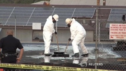 Crude oil spills into Los Angeles streets