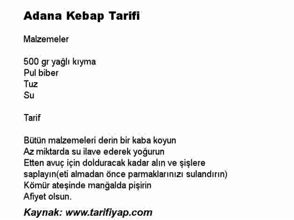 Adana Kebap Tarifi