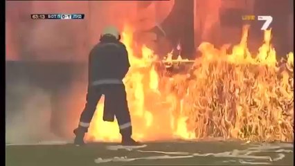 CRAZY: Stadium on fire at Bulgarian Cup Final 2014