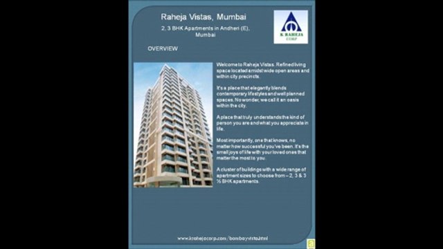 Raheja Vistas offers 2, 3 BHK Apartments in Andheri East, Mumbai