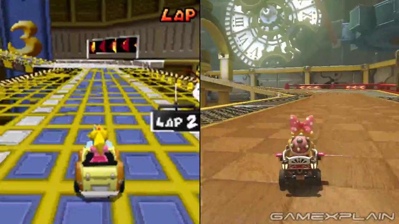 Mario Kart 8  Tick-Tock Clock DS Head-to-Head Comparison (Wii U vs. DS)[1080P]