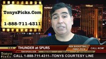 San Antonio Spurs vs. Oklahoma City Thunder Pick Prediction NBA Pro Basketball Playoffs Game 1 Odds Preview 5-19-2014