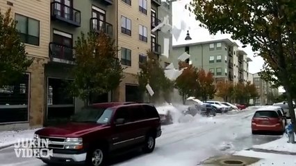 Ice falling from the roof