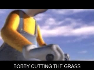 BOBBY CUTTING THE GRASS