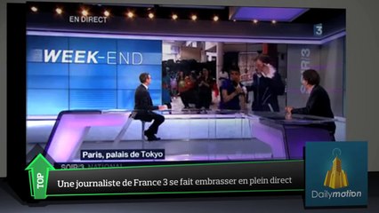 Top Média : une journaliste de France 3 se fait embrasser en plein direct