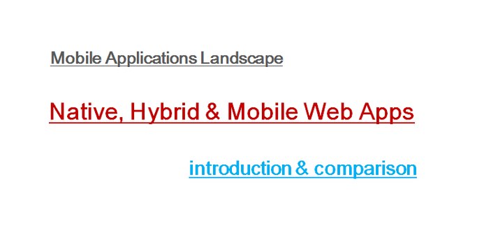 Mobile Application Landscape : Native, Hybrid & Mobile Web Apps : Introduction & Comparison