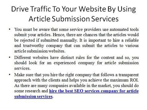 Drive traffic to your website by using article submission services
