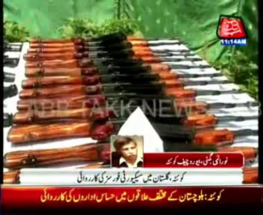Security forces seized illegal weapons in Quetta