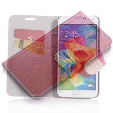 Hytparts.com-PU Leather Bling Diamond Wallet Case for Samsung Galaxy S5