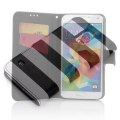 Hytparts.com-PU Leather Stripe Pattern Wallet Stand Case for Samsung Galaxy S5 i9600