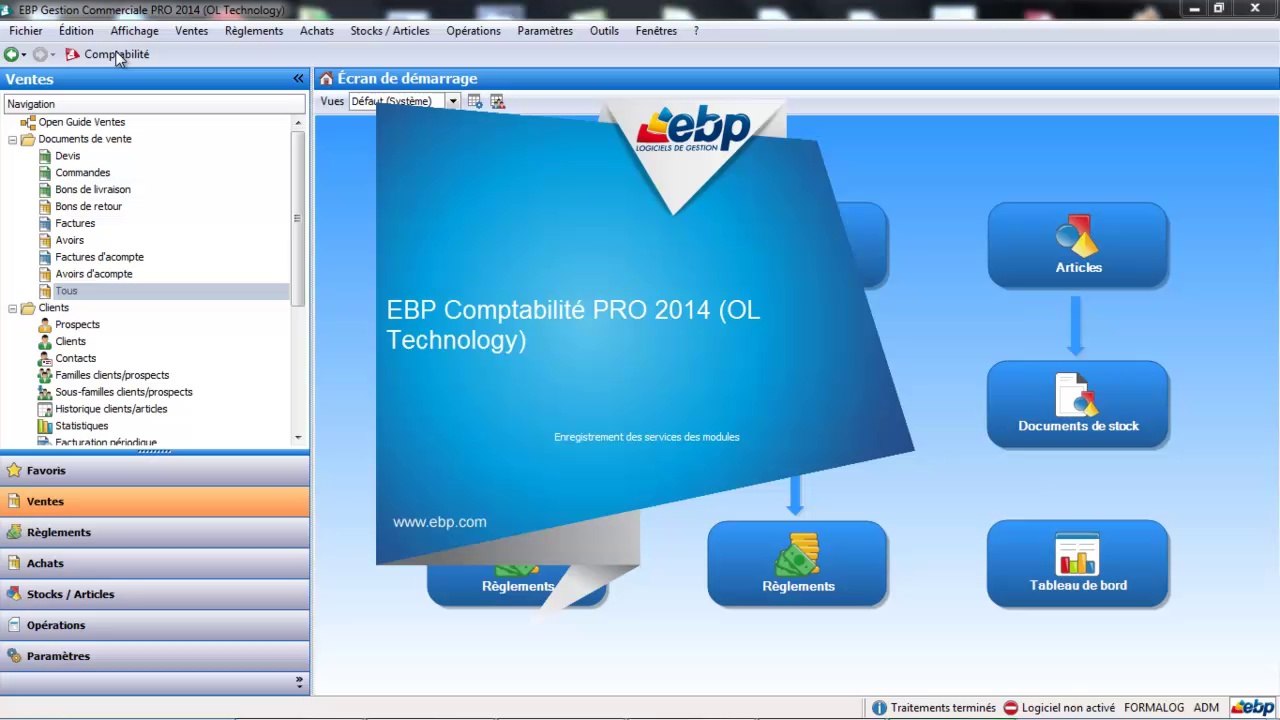 EBP Gestion Commerciale Open Line : Le transfert comptable