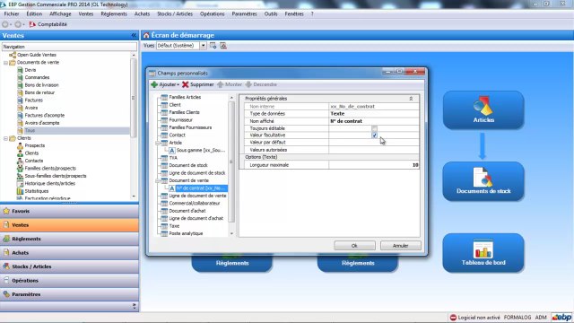 EBP Gestion Commerciale Open Line : les champs personnalisables