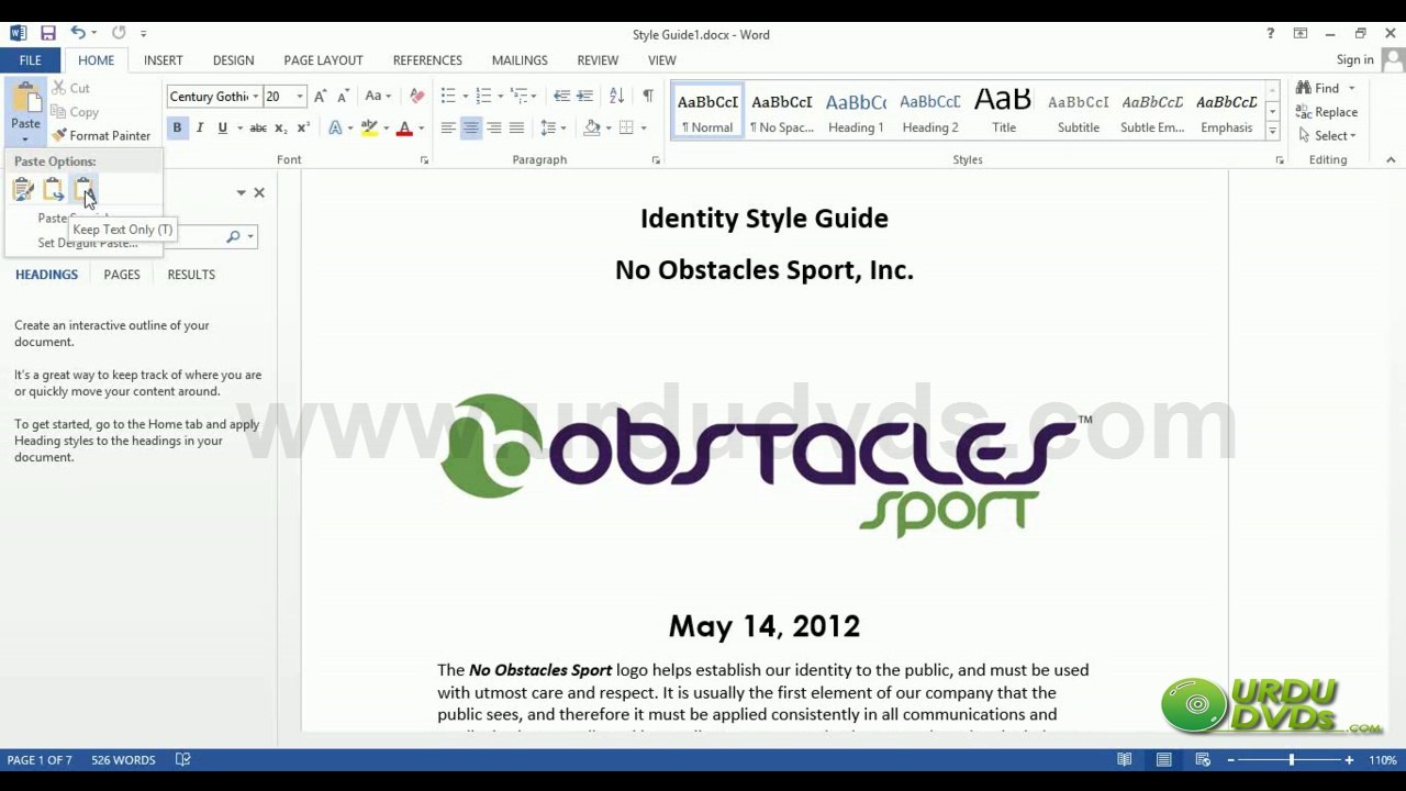 13- MS. Word Tutorial in Urdu - Cut Copy& Paste Text